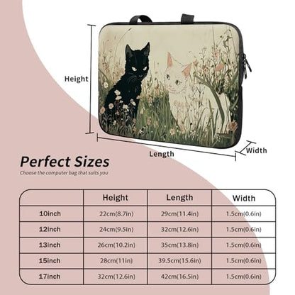 Laptop Sleeve Case Bag 13 inch, Black and White Cats Slim Carrying Case Durable Handbag Travel Laptop Bag for 13 inch MacBook Air M3/M2/Pro M2/ 13" iPad Pro/Air M4/M2 2024 - color: Black and White Cats, size: 13 inch