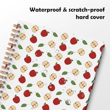 Apple Fruit Spiral Notebook, Fruit Lover Gifts Journal, Cute Aesthetic Apples Fruits Botanical Hardcover Notebook Journal, 5.5x8.3 Inch - color: Apple