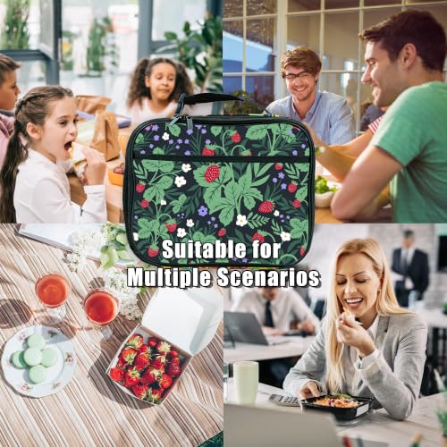 Strawberry Lunch Box Insulated Reusable Lunch Bag Tote Cooler for Women Men Boy Girl School Work Office Picnic - color: Strawberry
