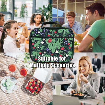 Strawberry Lunch Box Insulated Reusable Lunch Bag Tote Cooler for Women Men Boy Girl School Work Office Picnic - color: Strawberry