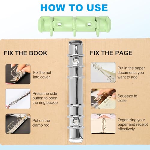 PATIKIL A8 3-Hole Ring Binder Mechanisms, 2 Set Binder Spines Replacement for Office Planners Documents Recipes Organization Storage, Green - color: Green