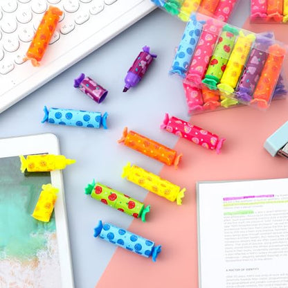 Teling 144 Pcs Mini Highlighters Bulk for Goodie Bags, 6 Colors Candy Shaped Pastel Highlighter Pens with Fruit Patterns for Party Favors, Classroom Prizes, Teacher Rewards, Birthday Gift Bag Stuffers - style: Fruit
