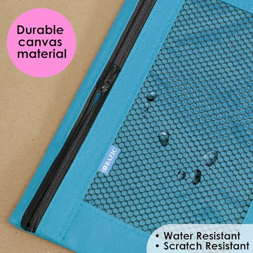 BAZIC PRODUCTS Retro Pastel 3-Ring Pencil Pouch with Mesh Window, 2-Pack | clear mesh window and a zipper closure for pens; pencils - color: Pastel Pink, size: 2-Pack