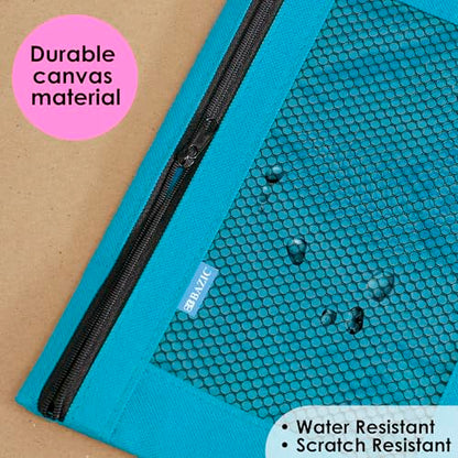 BAZIC PRODUCTS Retro Pastel 3-Ring Pencil Pouch with Mesh Window, 2-Pack | clear mesh window and a zipper closure for pens; pencils - color: Pastel Pink, size: 2-Pack