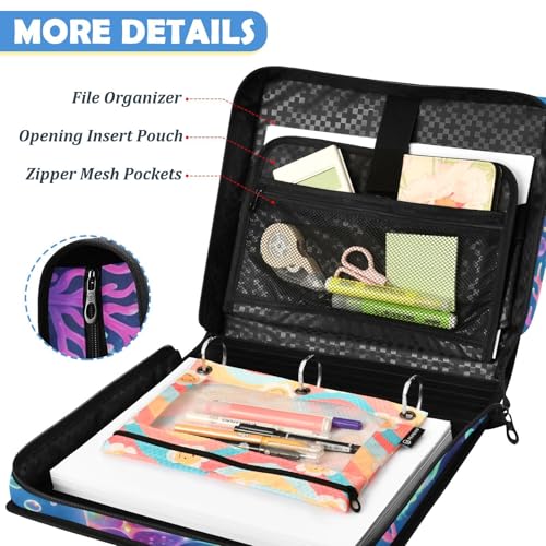 Seahorse 2-inch 3 Ring Zipper Binder with Shoulder Strap Holds 14 Inch Laptop for Students and Office - color: Seahorse