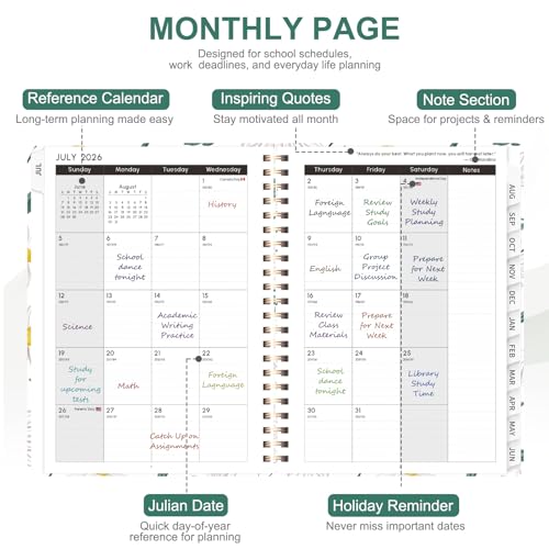 Planner 2026-2027, Weekly and Monthly Academic Year Calendar Planner, July 2026 - June 2027, Daily Agenda Book for Office School Supplies, A5(6.3'' x 8.5'') - color: 2607-White Daisy, size: 6.3"x8.5"(Jul 2026-Jun 2027)