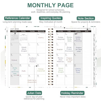 Planner 2026-2027, Weekly and Monthly Academic Year Calendar Planner, July 2026 - June 2027, Daily Agenda Book for Office School Supplies, A5(6.3'' x 8.5'') - color: 2607-White Daisy, size: 6.3"x8.5"(Jul 2026-Jun 2027)