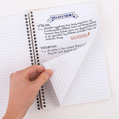 Five Star Small Spiral Notebooks, 6 Pack, 2 Subject, College Ruled Paper, 9-1/2" x 6", 100 Sheets, Amethyst Purple, Sedona Orange, Seaglass Green, Tidewater Blue, Gray, Black (73711)