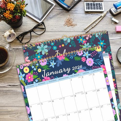 Lbylyhxc 2026 Calendar -18 Monthly Wall Calendar 2026 from Jan 2026 to Jun 2027, 17 x 12 Inches.Thick Paper with Julian Dates Large Wall calendar 2026 for New Year Presents (Large Wall Calendar Flower B) - color: Large Wall Calendar Flower B