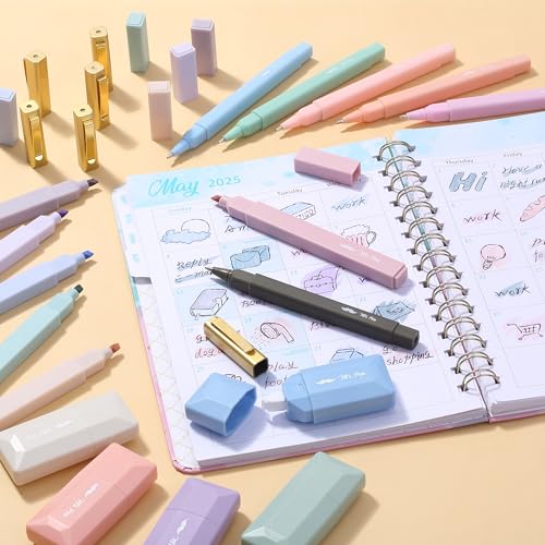 Mr. Pen- Aesthetic Highlighters and Ballpoint Pens No Bleed, 17 Pack | Aesthetic Correction Tapes, Bible Highlighters and Pens No Bleed, Fast Dry and No Smear for Bible Journaling, School Supplies