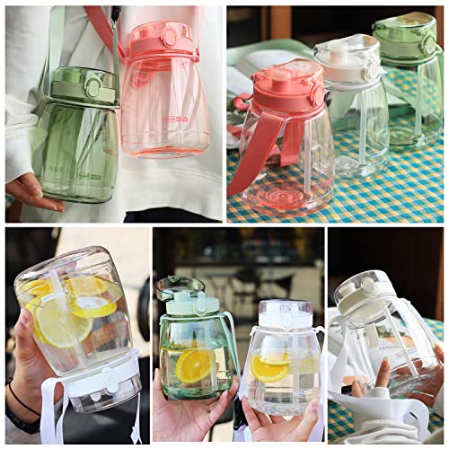 Pink Cute Water Bottles, Upgrade 45oz Water Bottles, Photo Artifact with Shoulder Strap, Suitable for Travel - color: Pink