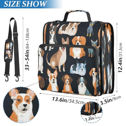 3 Ring Zipper Binder With Shoulder Strap Documents Storage Organizer Animal Dog - color: Animal Dog