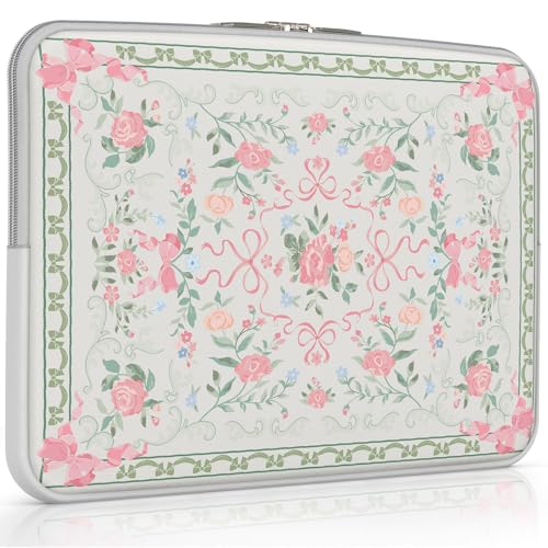 iCasso Laptop Sleeve 13 inch for MacBook Air 13-13.6 inch,Cute Laptop case for MacBook Neo/Pro 13 inch, Slim Protective Travel Carrying Case Sleeve for 14 inch Chromebook, HP, Retro Bow Green - color: Green Retro Bow, size: 13-14 Inch