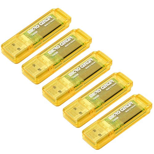 Micro Center SuperSpeed 5 Pack 128GB USB 3.0 Flash Drive Thumb Drive Yellow | High Transfer Speed, 10X Faster than USB 2.0 USB Drive, LED Light Indicator, Type-A, Data Storage and Backup - color: Yellow - 128GB x5