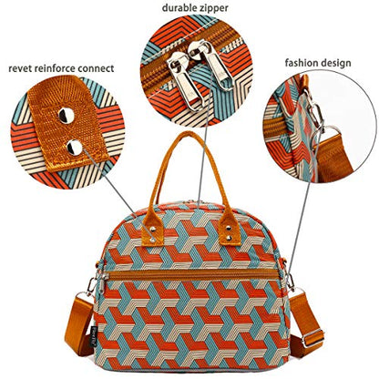 FlowFly Insulated Lunch Bag With Shoulder Strap for Women, Men, and Kids, Large and Reusable, Handle, Freezable Work and School Travel Tote and Meal Prep Organizer,Stereoscopic Red - color: Stereoscopic Red