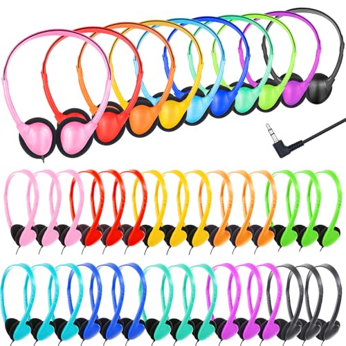 18 Pack Kids Headphones Bulk Wired Headphones with 3.5mm Jack | for School Classroom Students Teens Boy Girl Library Airplane Multi Color - size: 18 Pack Mixed Colors