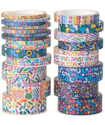 Mr. Pen- Washi Tape Set, 21 Rolls, Assorted Sizes, 5 Yards/Roll | Washi Tape for Scrapbook, Arts, Crafts, Journals and Planners, Geo Labyrinth - color: Geo Labyrinth, size: 0.1", 0.3", 0.6", 21 Rolls