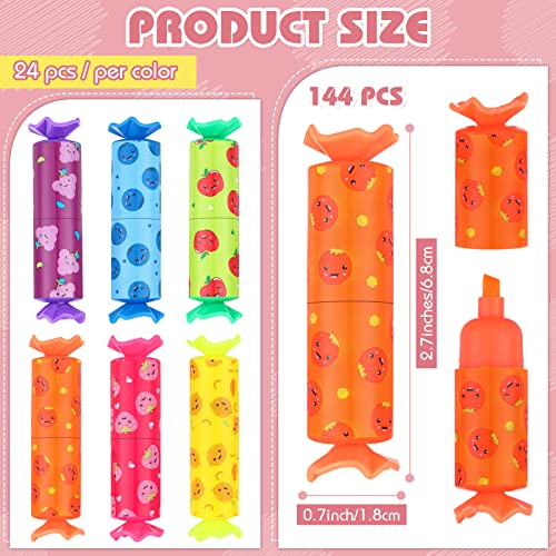 Teling 144 Pcs Mini Highlighters Bulk for Goodie Bags, 6 Colors Candy Shaped Pastel Highlighter Pens with Fruit Patterns for Party Favors, Classroom Prizes, Teacher Rewards, Birthday Gift Bag Stuffers - style: Fruit