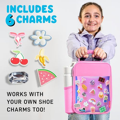 Fit & Fresh Lunch Box For Kids, Boys & Girls, School, Camp, Insulated Bag With Shoe Charm Slots For Personalization, Holographic Pink - color: Holographic Pink