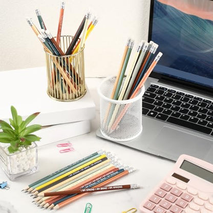 Fumete 240 Pcs Inspirational Pencils Bulk for Student Back to School Gifts from Teacher Motivational Pre Sharpened #2 HB Pencils with Eraser Positive Classroom Must Have Supplies for Kids (Dark)