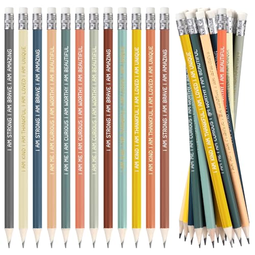 Fumete 240 Pcs Inspirational Pencils Bulk for Student Back to School Gifts from Teacher Motivational Pre Sharpened #2 HB Pencils with Eraser Positive Classroom Must Have Supplies for Kids (Dark)