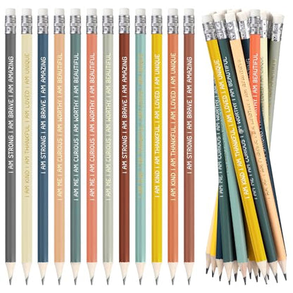 Fumete 240 Pcs Inspirational Pencils Bulk for Student Back to School Gifts from Teacher Motivational Pre Sharpened #2 HB Pencils with Eraser Positive Classroom Must Have Supplies for Kids (Dark)