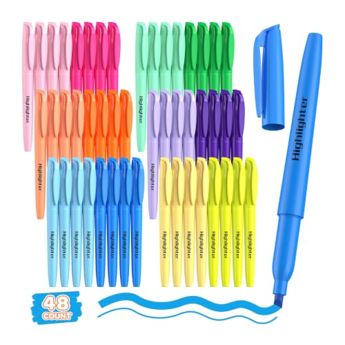 48 Count Highlighters Bulk - 12 Assorted Fashion Colors, Chisel Tip, No Bleed & Quick Dry, Ideal for Note Taking, Studying, School, Office, Student & Teacher Supplies - color: Assorted Colors