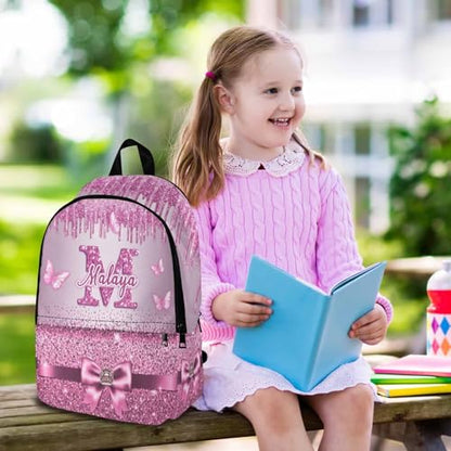 Customize Girl Backpacks Pink Purple Butterfly Paw Shoulder Bags with Name Custom Lunch Bag Waterproof BAckpack for Men Women Custom Cute Book Bags for Girls Elementary School Season - color: Color 15