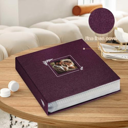 Lanpn Scrapbook Photo Album 8.5x11, Linen Window Design Cover Top Load 3 Ring Folder Binder Photobook Photo Book 8.5 x 11 inch with 30 Plastic Sleeves 60 Pages Purple - color: Purple, size: 8.5x11"