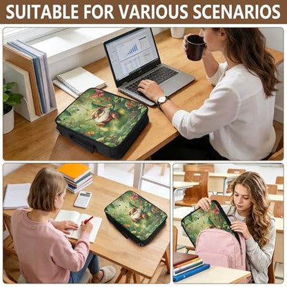 3-Hole Ring Binder Organizer Portfolio with 7-Slot Smart Filing Sleeve Jungle Gnome Green Expandable Filing Folder with Zippered Pencil Pouch
