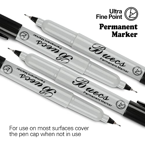 Buecs Permanent Markers, 60 Count Ultra Fine Point Black Permanent Markers, Works on paper, Plastic, Stone, Glass, Metal