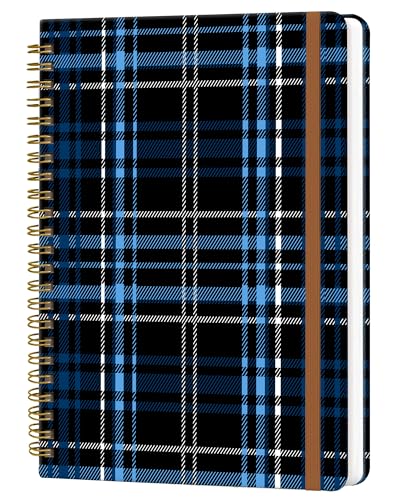 Spiral Journal Notebook for Women, Hardcover A5 College Ruled Notebook, 120 Pages, Thick Paper, Cute Lined Journal for School, Office & Work, 6 x 8.4 in(Black Check Plaid) - color: Black Check Plaid