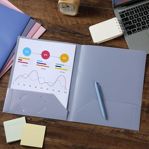 Mr. Pen- Plastic Folders with Pockets, 5 pcs | Aesthetic File Folder with Business Card Slot, 2-Pocket Folder, Back to School, Office, Filing Supplies - color: Lavender Twilight Colors, size: 5 Pack