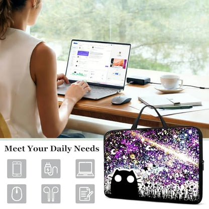 10" Laptop Sleeve with Handle, Black Cat Night Sky Water‑Resistant Tabet Carrying Case for 11 inch iPad 2025/11" iPad Air M3/ 11" iPad Pro M5 M4/ 11" Galaxy Tab S9 S8 / Lenovo Tab M11 - color: Black Cat Night Sky, size: 10-11 inch Devices
