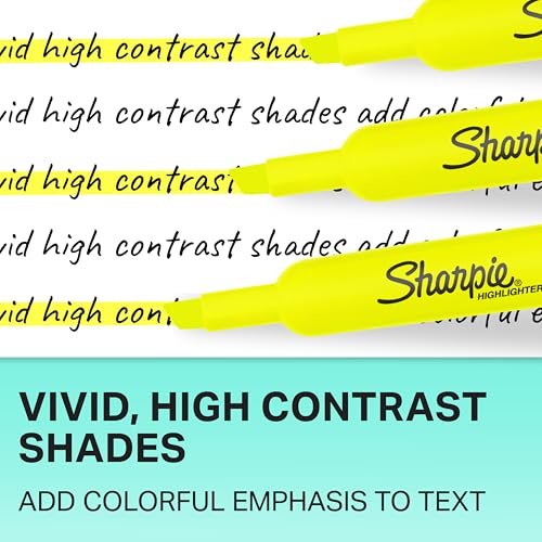 Sharpie Tank Highlighters, Chisel Tip, Fluorescent Yellow, 12 Count