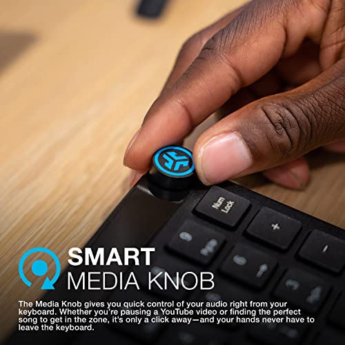 JLab JBuds Wireless Keyboard, 95 Key, Multi-Device Bluetooth and USB dongle, Soft Touch Keys, Media knob, Custom Profiles, Black - size: 1 Pack