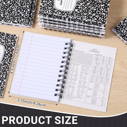 Fulmoon 100 Pack Composition Notebooks College Ruled, 60 Pages (30 Sheets), 9-3/4 x 7-1/2 Inches Marble Cover Composition Notebooks Back to School Supplies for College Students Office - color: Black, size: College Ruled 4.5 x 3.25 Inches