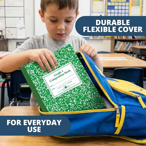 ROARING SPRING Primary Composition Book, Handwriting Notebook for Kids (4K - 1st Grade), Grade 1 Ruled, 1" Skip-Line Manuscript Paper, Flexible Cover, 9.75" x 7.5", 50 Sheets/100 Pages, 12 Pack