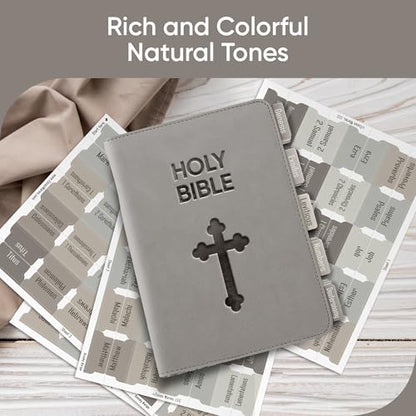 EssexWares - Sandy Beige Bible Tabs for Old and New Testament, 80 Large Print Tabs for Bible Study, Water-Resistant and Durable Index Tabs for Women and Men - 1.7" Wide - color: Sandy Beige