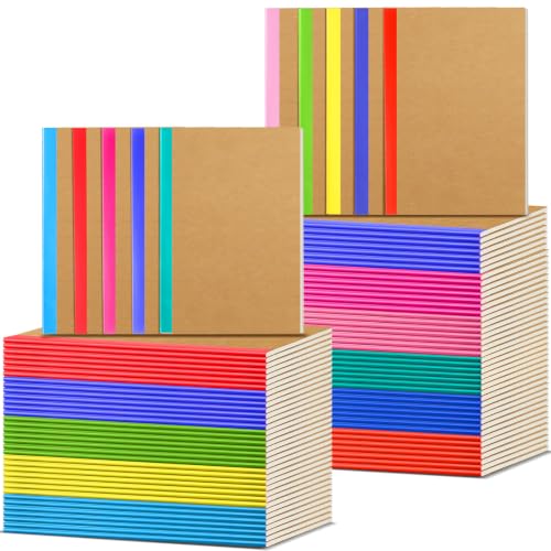Handepo 100 Pack A5 Composition Notebooks Bulk 5"x8" Lined Kraft Soft Cover Journals, 60 Pages Bulk School Supplies for Students Classroom Office - color: Classic, size: A5