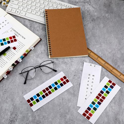 A-Z 26 Alphabet Tabs, Self Adhesive - White and Colorful Letters, 260 Pcs, 10 Sheets - color: Colorful