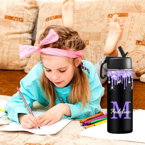 MyPupSocks Custom Water Bottle for Boys Girls Adults, Customized Kids Water Bottle for School, Personalized Stainless Steel Water Bottle with Name, 18oz Insulated Water Bottle with Straw Lid - color: Color 95