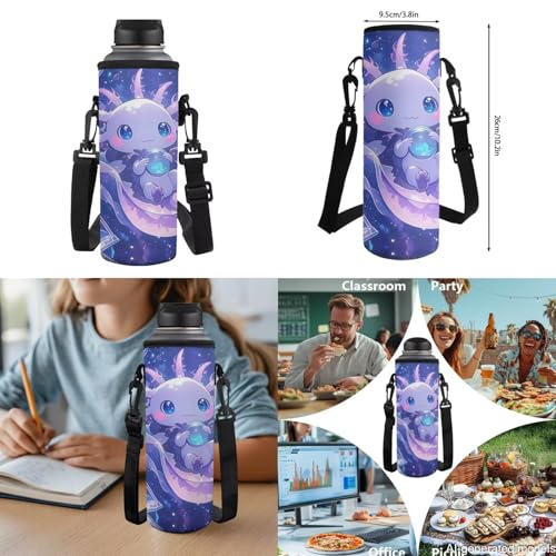 Elementary School Backpack with Insulated Lunch Box, Pencil Case & Water Bottle Holder - 17 Inch Axolotl Crystal Ball Print Bookbag Set for Kids, Child Back to School Supplies - color: Axolotl Crystal Ball