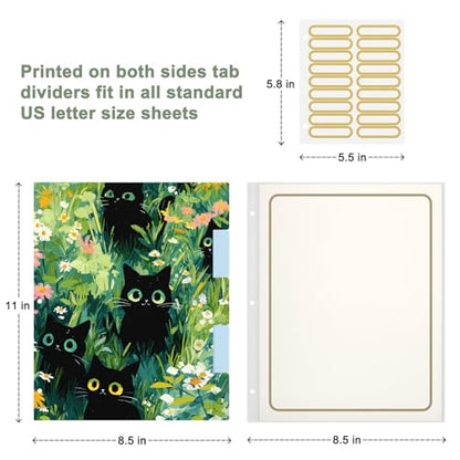 Rouidr 3 Ring Binder with clipboard, 1 inch 8.5 x 11 in Letter Size View Binders Organizer with Dividers Tabs & Clear Sleeves, School Supplies, Office Supplies - color: Black Cats, size: 1in(Letter Size)