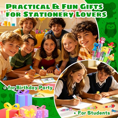 24Pcs Mini Multicolor Pen in One, 4-in-1 Cute Fun Ballpoint Pens Bulk for Party Favors Back to School Gifts for Classroom Birthday Gifts (Fun) - style: Fun