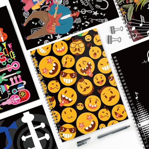 MAXCURY Blank Sheet Music Composition Manuscript Staff Paper Art Music Notebook Black 100 Pages 26x19cm (FunnyEmojis/Black) - color: FunnyEmojis/Black