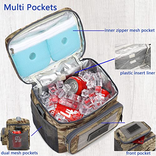 FlowFly Lunch Bag, Insulated Cooler, Thermal Lunch Box Tote with MOLLE/PALS Webbing, Adjustable Padded Shoulder Strap, for Tactical Men Women Adults and Boys Girls Kids (Camo#3, Medium) - color: Camo#3, size: Medium