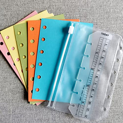 DY.2ten Refillable A7 Notebook Set, 3 Pack Lined Refill Paper, A7 Clear Zipper Binder Pockets, Dividers, Ruler Marker, Paper Refill for 6-Ring Binders Planner Notebook - color: A7 Lined Paper