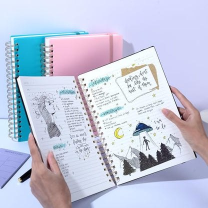 Yoment B5 Spiral Notebook,300 Pages College Ruled Lined Journal,Hardcover | 100GSM thick paper,7 x 10 inches Black hardcover with lay-flat binding and inner pocket for school,office,work,study - color: Black
