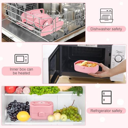 Pawtong Bento Lunch Box with 8oz Soup Thermo, Kids Sustainable Bento Box Leakproof Lunch Food Containers with Lunch Bag, Kids Thermo Insulated Hot Food Jar for School, Trvael (Pink) - color: Pink